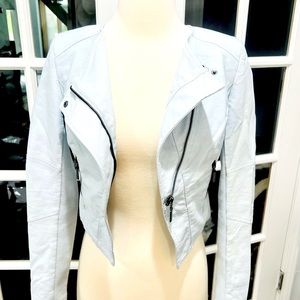 BAR lll FAUX LEATHER CROPPED MOTO JACKET
